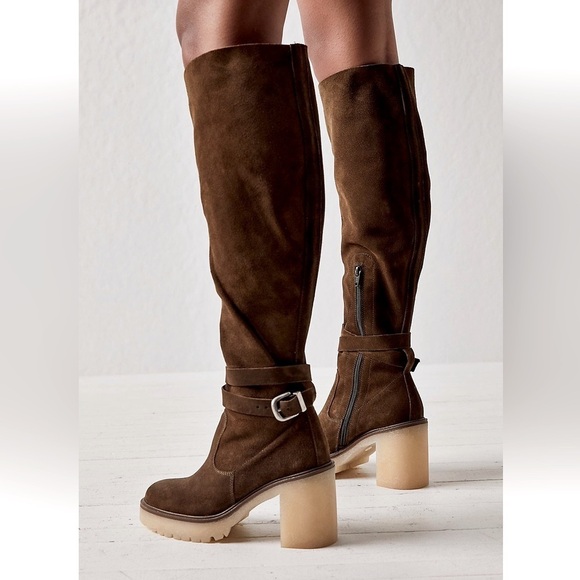 NWT Free People Suede Knee High Tall Brown Boots Size 7.5 - Picture 3 of 11